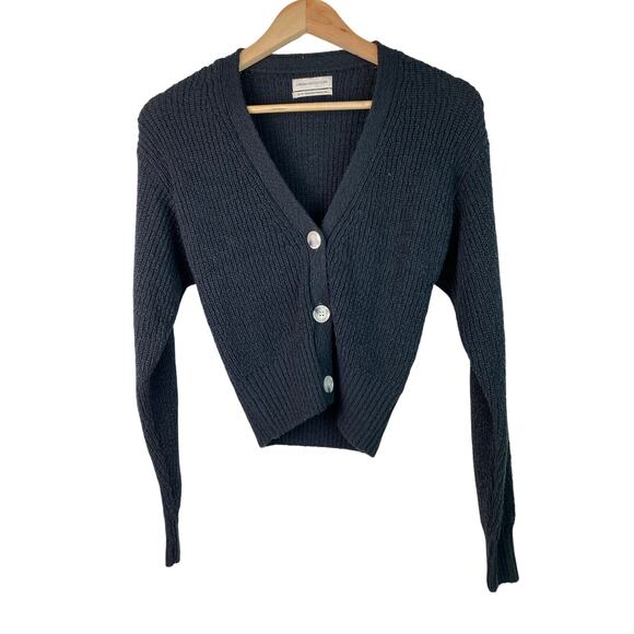 Urban Outfitters Women's S Black Ribbed Button Up Cardigan Sweater - Picture 1 of 7